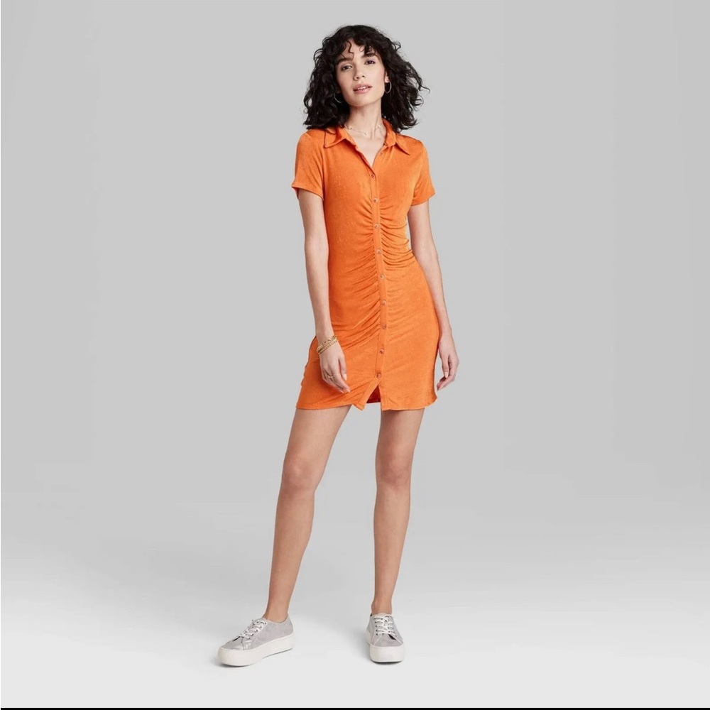 New Women’s Wild Fable Short Sleeve Button Front Dress